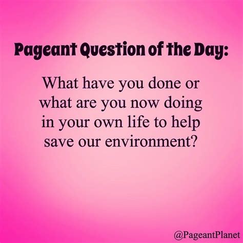 pageant q and a about environment